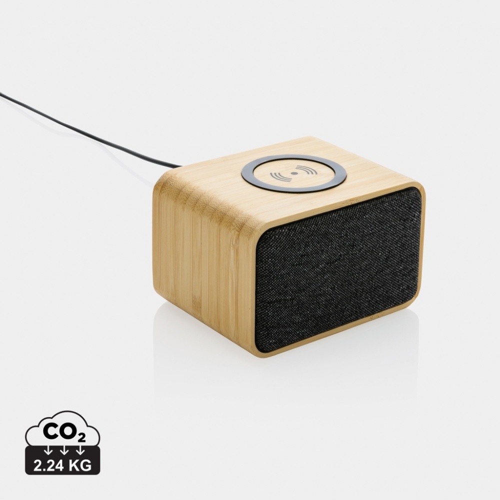 Logotrade promotional gifts photo of: RCS Rplastic 3W speaker with bamboo 5W wireless