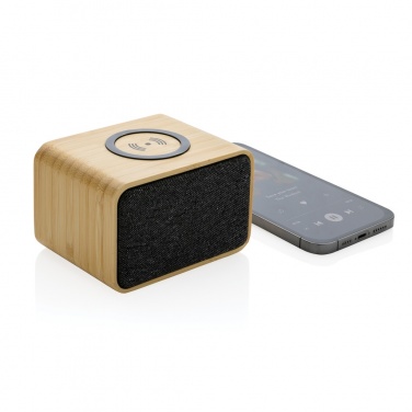 Logotrade promotional merchandise picture of: RCS Rplastic 3W speaker with bamboo 5W wireless