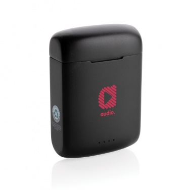 Logotrade corporate gift image of: Skywave RCS recycled plastic solar earbuds