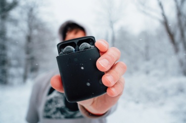 Logotrade promotional gift picture of: Skywave RCS recycled plastic solar earbuds