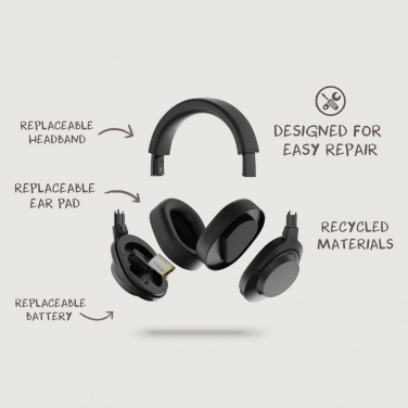 Logo trade advertising products image of: Irvine RCS recycled and repairable ANC wireless headphone