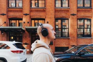 Logotrade promotional giveaway image of: Irvine RCS recycled and repairable ANC wireless headphone