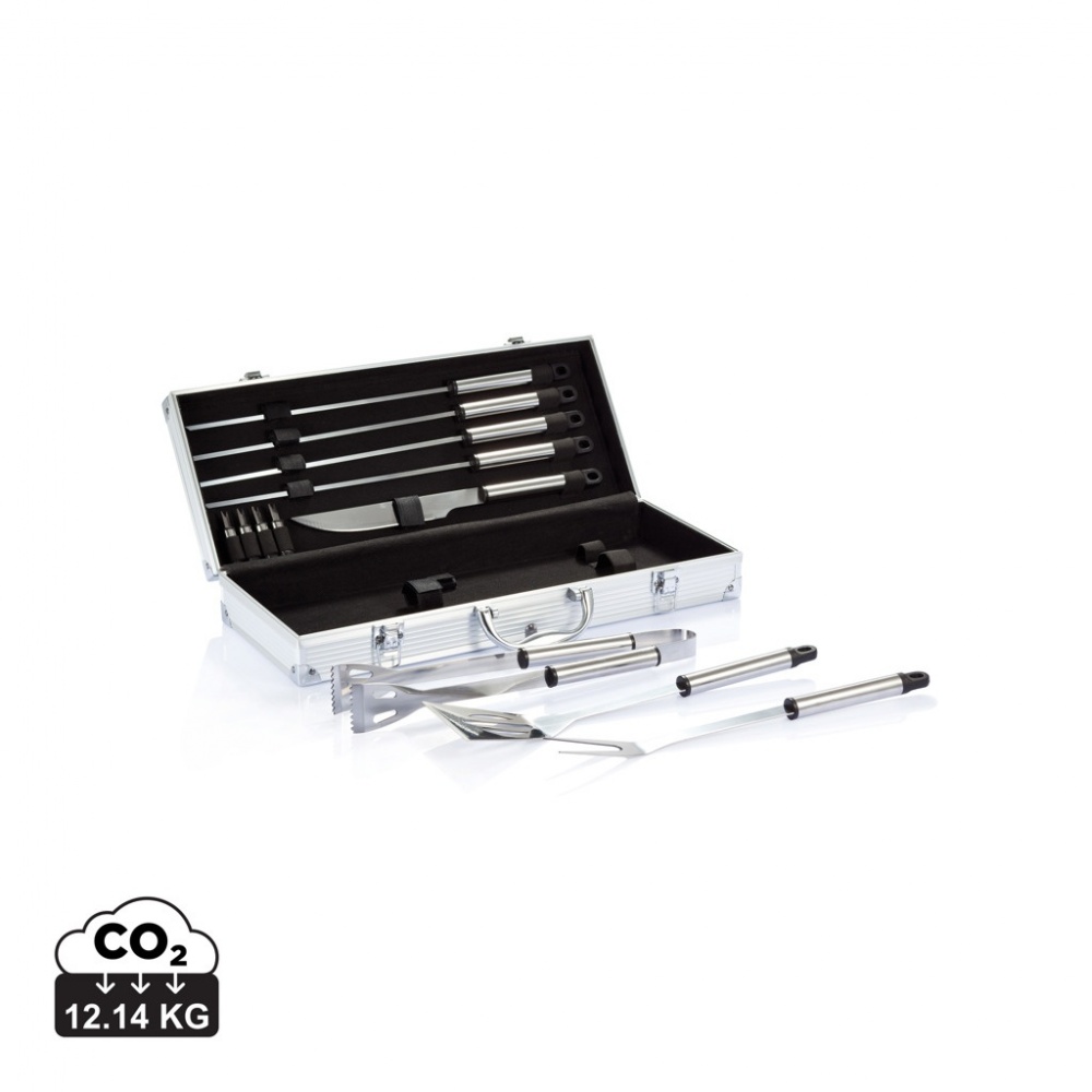 Logo trade promotional item photo of: 12 pcs barbecue set in aluminium box