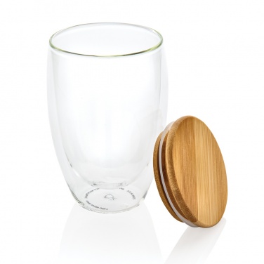 Logo trade business gift photo of: Double wall borosilicate glass with bamboo lid 350ml