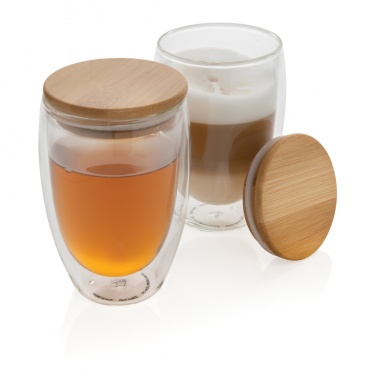 Logotrade promotional merchandise picture of: Double wall borosilicate glass with bamboo lid 350ml