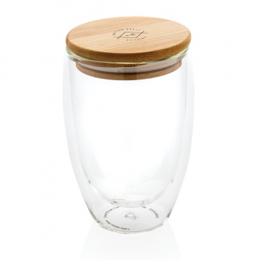 Logo trade promotional merchandise photo of: Double wall borosilicate glass with bamboo lid 350ml