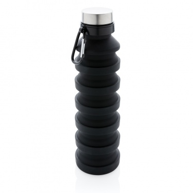 Logo trade promotional items image of: Leakproof collapsible silicone bottle with lid