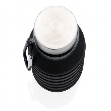 Logo trade promotional items image of: Leakproof collapsible silicone bottle with lid