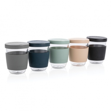 Logo trade promotional giveaways image of: Ukiyo borosilicate glass with silicone lid and sleeve