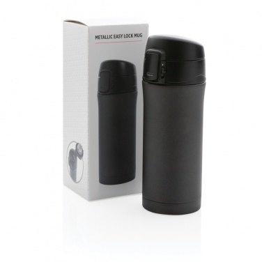 Logo trade promotional merchandise picture of: Metallic easy lock vacuum mug