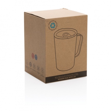 Logotrade promotional product picture of: RCS Recycled stainless steel modern vacuum mug with lid