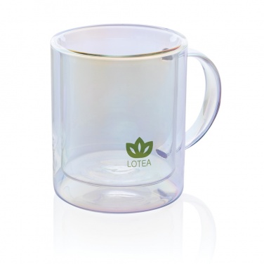 Logo trade promotional item photo of: Deluxe double wall electroplated glass mug