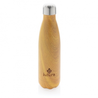 Logo trade promotional gifts image of: Vacuum insulated stainless steel bottle with wood print
