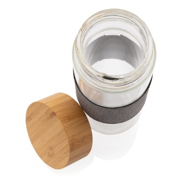 Logo trade promotional product photo of: Impact borosilicate glass bottle with bamboo lid