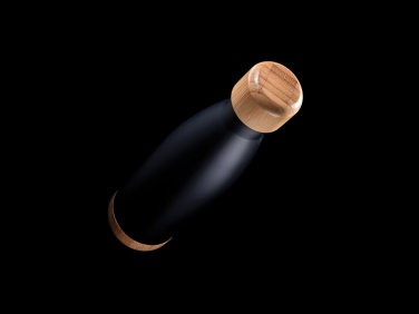 Logo trade promotional giveaways picture of: Vacuum stainless steel bottle with bamboo lid and bottom
