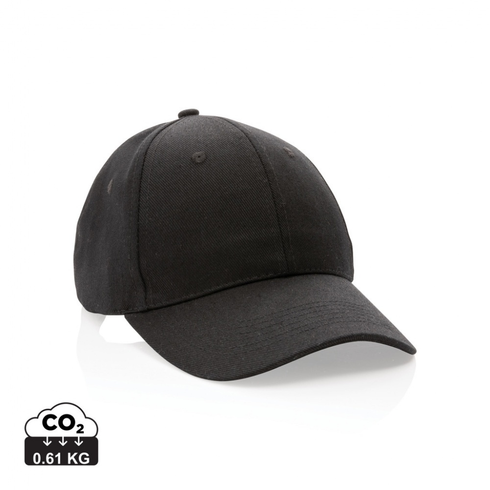 Logo trade corporate gifts image of: Impact 6 panel 280gr Recycled cotton cap with AWARE™ tracer