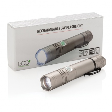 Logo trade promotional products picture of: Rechargeable 3W flashlight
