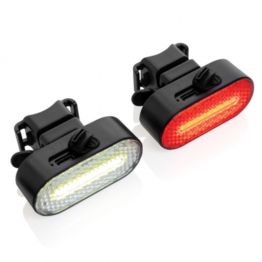 Logo trade promotional items picture of: Lumino RCS recycled plastic USB re-chargeable bike light set