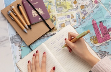 Logo trade promotional merchandise photo of: Bamboo pen with wheatstraw clip