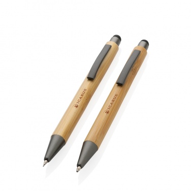 Logo trade promotional product photo of: Bamboo modern pen set in box
