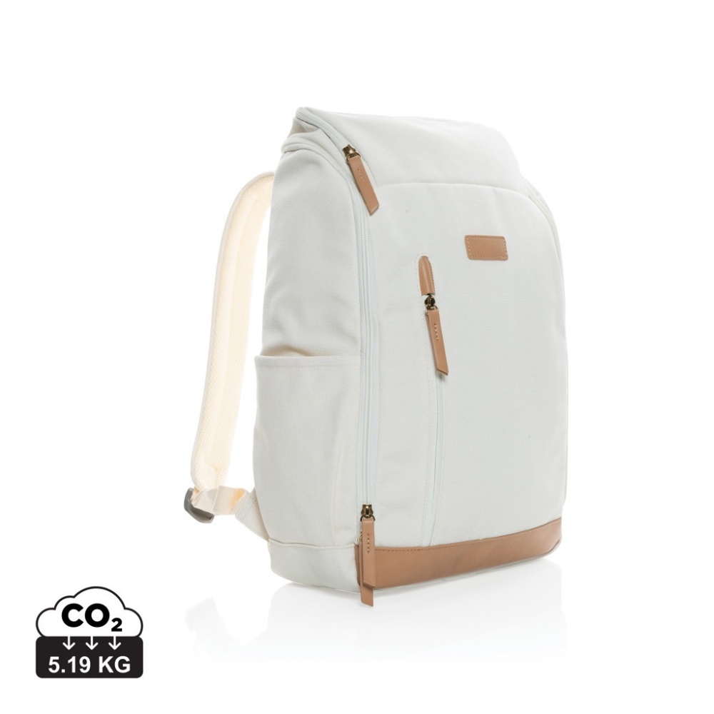 Logo trade promotional merchandise picture of: Impact AWARE™ 16 oz. recycled canvas 15" laptop backpack