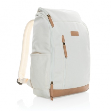 Logotrade advertising products photo of: Impact AWARE™ 16 oz. recycled canvas 15" laptop backpack