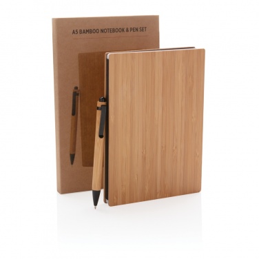 Logo trade promotional products picture of: A5 Bamboo notebook & pen set