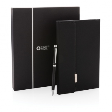 Logo trade promotional gifts picture of: Swiss Peak deluxe A5 notebook and pen set