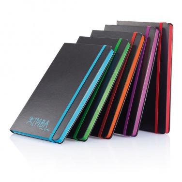 Logo trade promotional giveaways picture of: Deluxe hardcover A5 notebook with coloured side