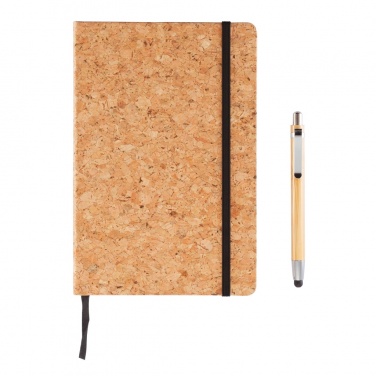 Logotrade business gift image of: A5 notebook with bamboo pen including stylus