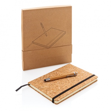 Logo trade business gift photo of: A5 notebook with bamboo pen including stylus