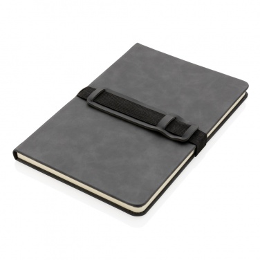 Logo trade promotional gift photo of: Deluxe hardcover PU notebook A5 with phone and pen holder