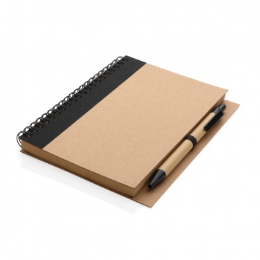 Logo trade promotional gift photo of: Kraft spiral notebook with pen