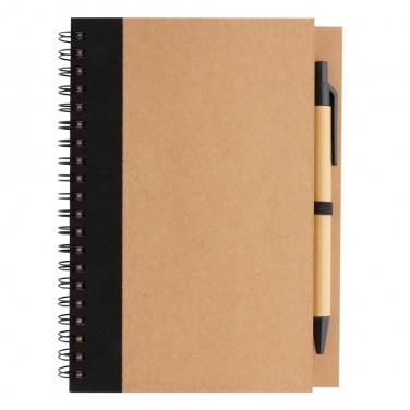 Logo trade promotional merchandise photo of: Kraft spiral notebook with pen