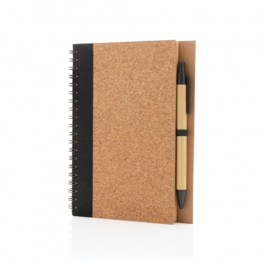 Logo trade promotional giveaways image of: Cork spiral notebook with pen