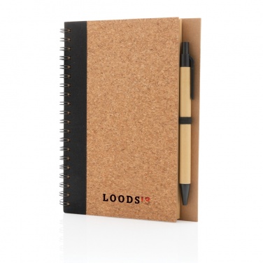 Logo trade promotional gifts picture of: Cork spiral notebook with pen