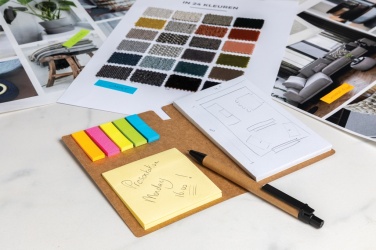 Logo trade advertising products image of: Kraft sticky notes A6 booklet with pen
