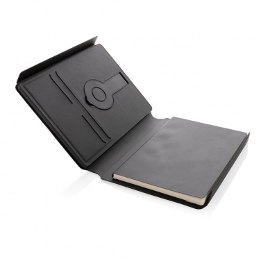 Logo trade promotional gifts image of: Swiss Peak RCS rePU notebook with 2-in-1 wireless charger