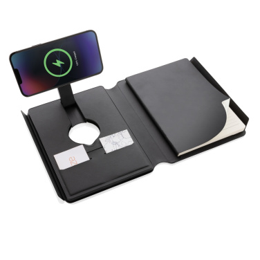 Logo trade promotional giveaways image of: Swiss Peak RCS rePU notebook with 2-in-1 wireless charger