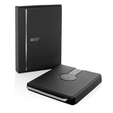 Logo trade advertising product photo of: Swiss Peak RCS rePU notebook with 2-in-1 wireless charger