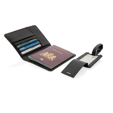 Logo trade promotional giveaways image of: Swiss Peak GRS recycled PU travel gift set
