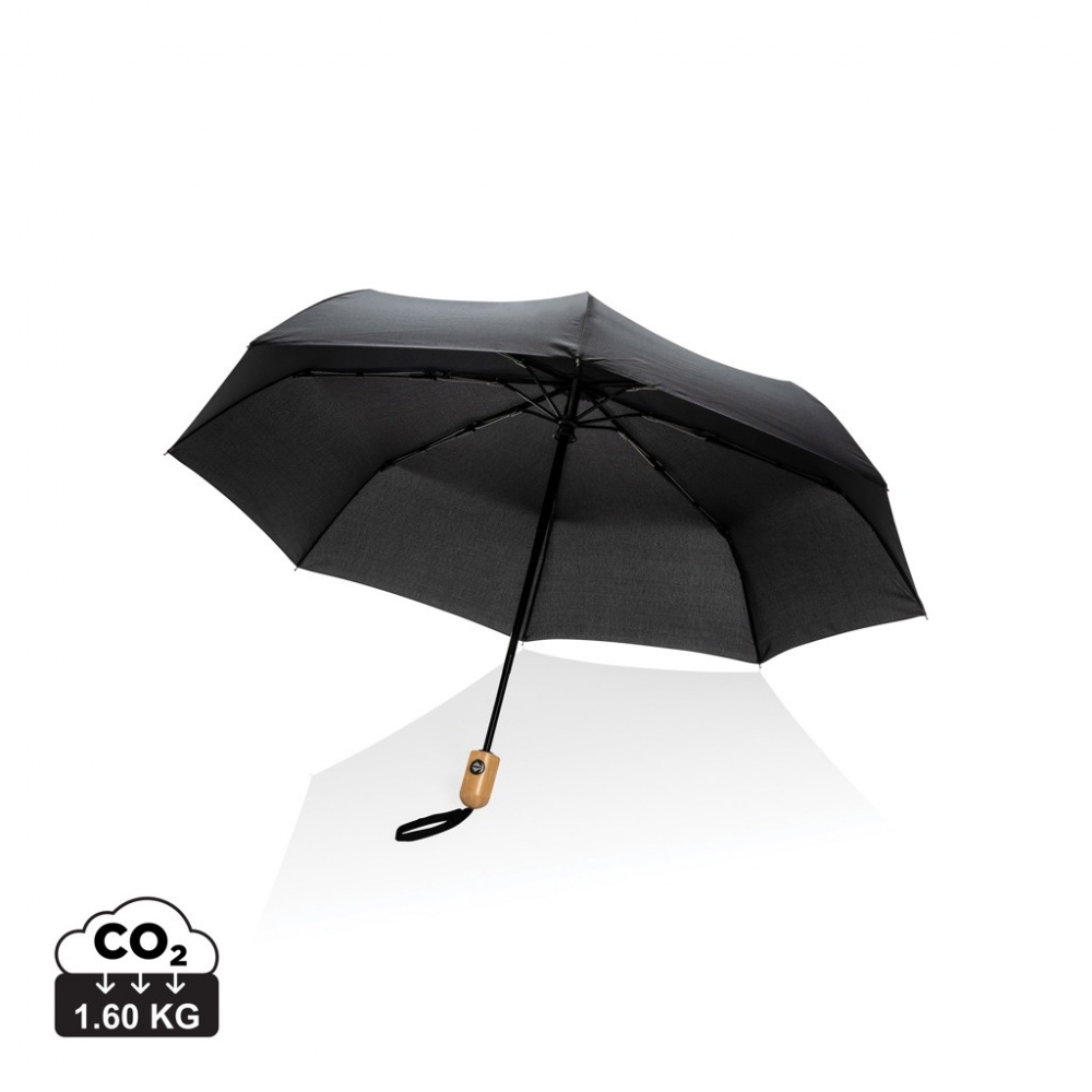 Logotrade promotional products photo of: 21" Impact AWARE™ RPET 190T bamboo auto open/close umbrella