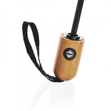 Logo trade promotional item photo of: 21" Impact AWARE™ RPET 190T bamboo auto open/close umbrella