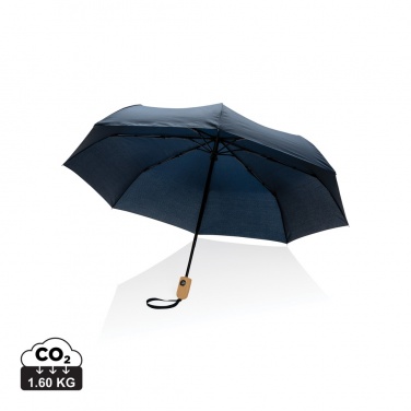 Logo trade promotional items picture of: 21" Impact AWARE™ RPET 190T bamboo auto open/close umbrella