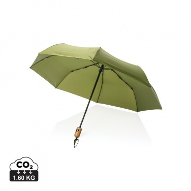 Logo trade promotional merchandise photo of: 21" Impact AWARE™ RPET 190T bamboo auto open/close umbrella