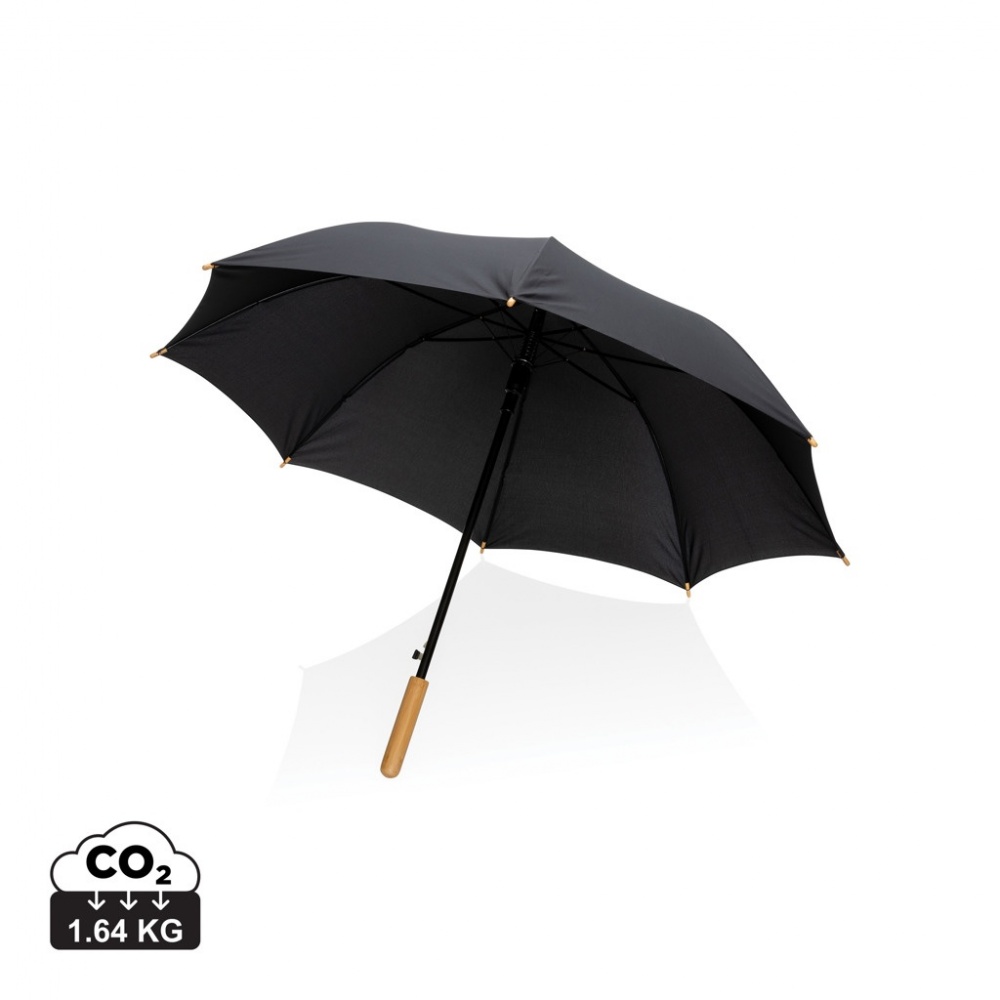 Logotrade promotional items photo of: 23" Impact AWARE™ RPET 190T auto open bamboo umbrella