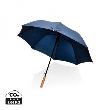 Logo trade promotional products image of: 23" Impact AWARE™ RPET 190T auto open bamboo umbrella