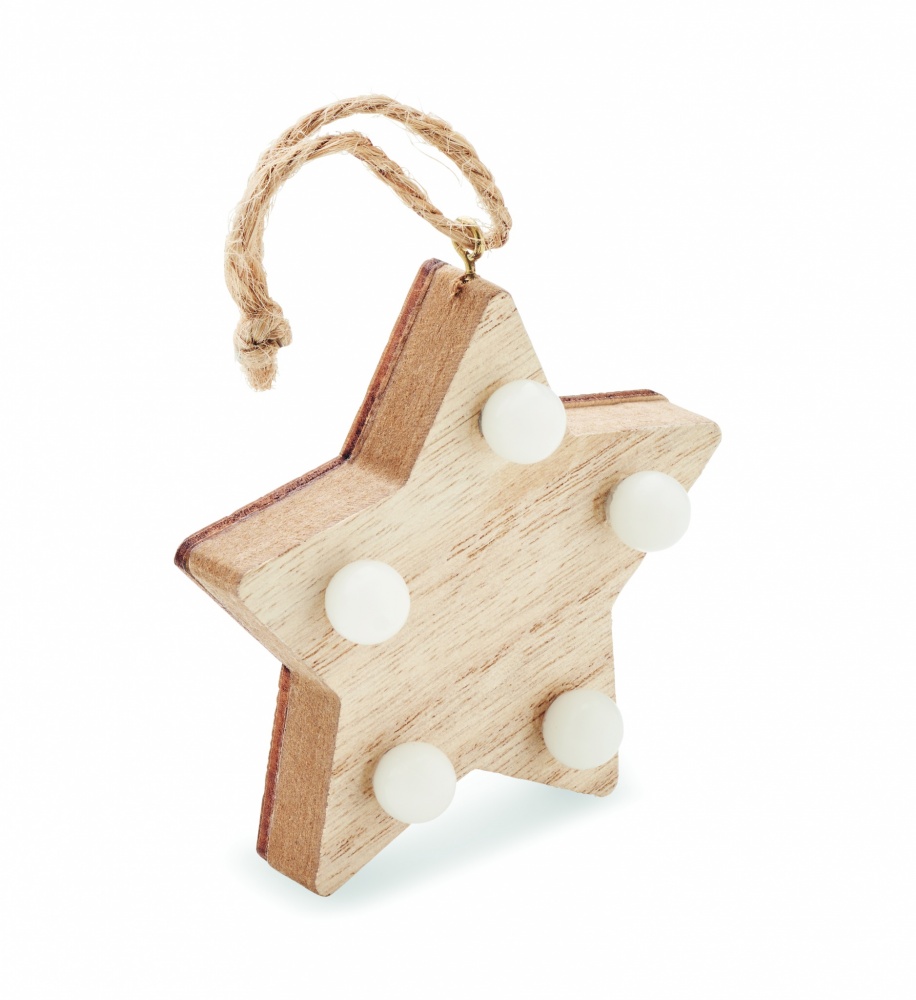 Logo trade promotional items picture of: Wooden weed star with lights