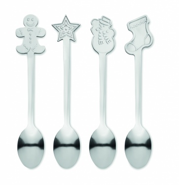 Logo trade advertising product photo of: Set of 4 Christmas tea spoon