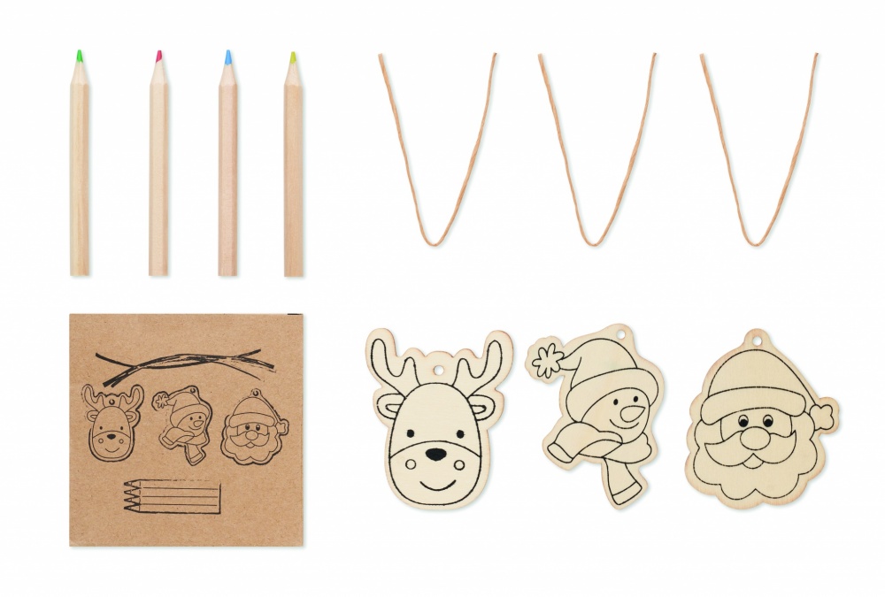Logotrade promotional item image of: Drawing wooden ornaments set
